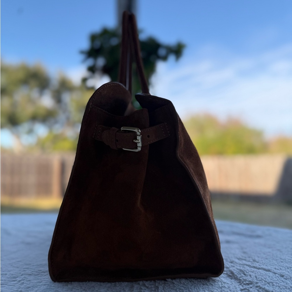 Clearance! Viral Cognac Suede Leather Tote Satchel Bag NWT . - Picture 5 of 16